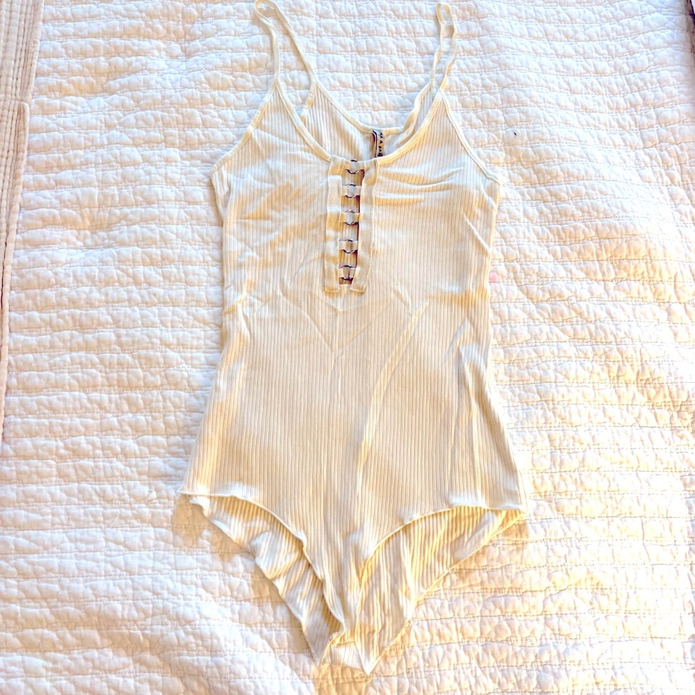 LF Revolve off white ribbed body suit medium Emma Sam